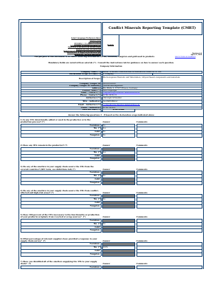 Conflict Minerals Reporting Template (CMRT) — Vorschau