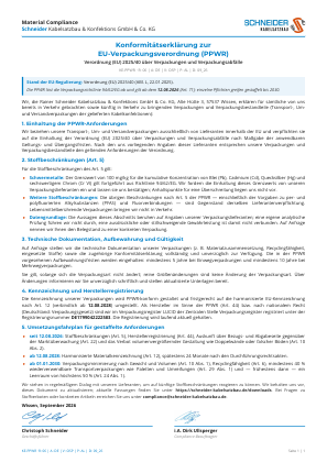 Konformitätserklärung EU-Verpackungsverordnung (PPWR) — Vorschau