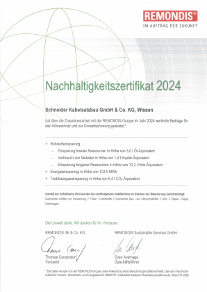 REMONDIS Nachhaltigkeitszertifikat — Vorschau
