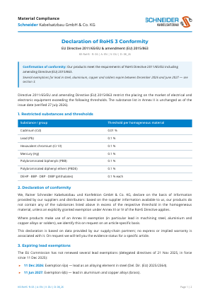 RoHS 3 Declaration of Conformity — Vorschau
