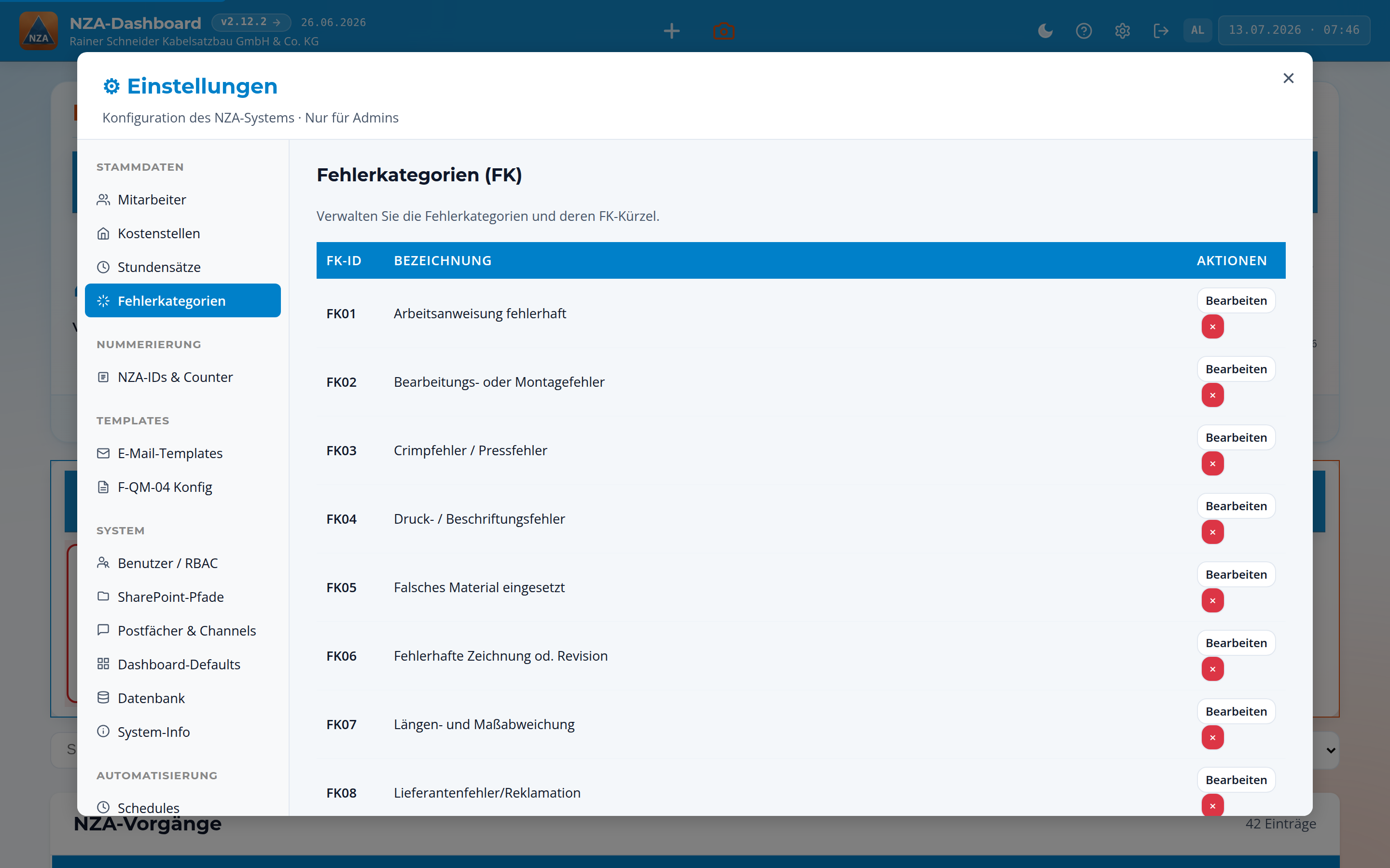 Einstellungen (nur Admins)
